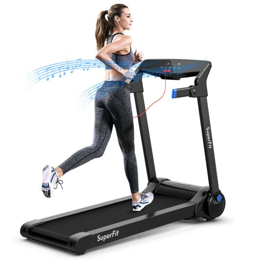 3HP Electric Folding Treadmill with Bluetooth Speaker-Blue