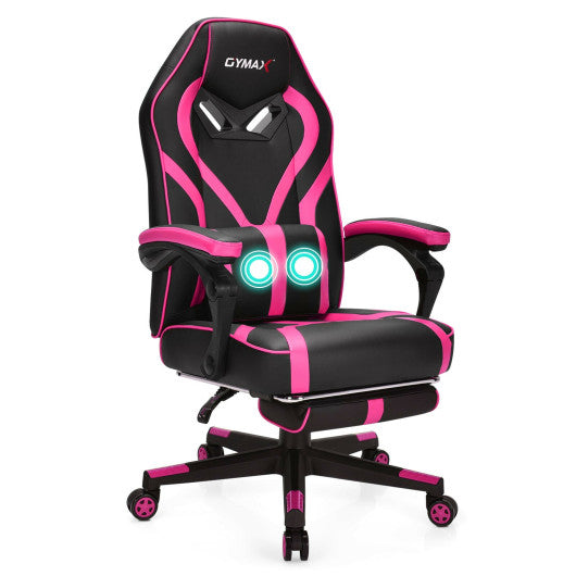 Computer Massage Gaming Recliner Chair with Footrest-Pink