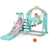 3 in 1 Toddler Climber and Swing Set Slide Playset-Green