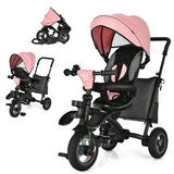 7-In-1 Baby Folding Tricycle Stroller with Rotatable Seat-Pink