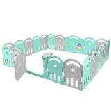 20-Panel Playpen with Music Box and Basketball Hoop-Light Green