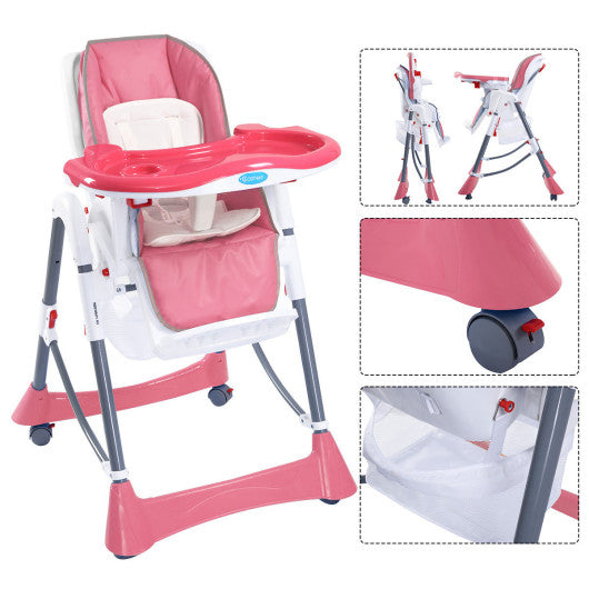 Portable Folding Baby High Chair Toddler Feeding Seat-orange