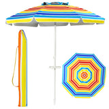 7.2 Feet Portable Outdoor Beach Umbrella with Sand Anchor and Tilt Mechanism-Multicolor