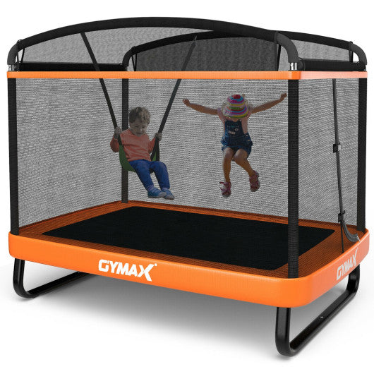 6 Feet Kids Entertaining Trampoline with Swing Safety Fence-Orange