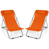 Portable Beach Chair Set of 2 with Headrest -Orange