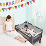 4-in-1 Convertible Portable Baby Playard Newborn Napper with Music and Toys-Blue