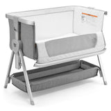 Baby Bed Side Crib Portable Adjustable Infant Travel Sleeper Bassinet-Gray