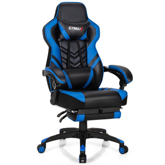 Adjustable Gaming Chair with Footrest for Home Office-Blue