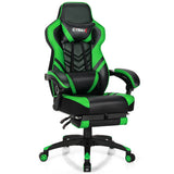 Adjustable Gaming Chair with Footrest for Home Office-Green