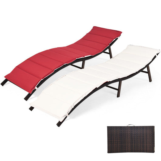 2Pcs Folding Patio Lounger Chair