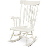 Rocking Chair with Solid Wooden Frame for Garden and Patio-White