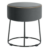 Round Velvet Footrest Stool Ottoman with Non-Slip Foot Pads for Bedside-Gray