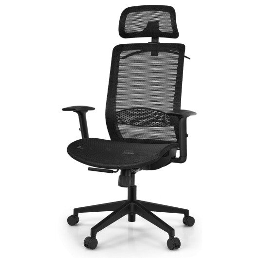 Height Adjustable Ergonomic High Back Mesh Office Chair with Hange-Black