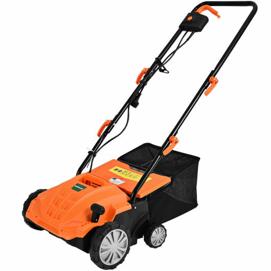 13 Inch 12 Amp Electric Scarifier with Collection Bag and Removable Blades-Orange