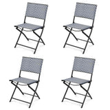 Set of 4 Patio Folding Rattan Dining Chairs for Camping and Garden