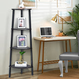 4-Tier Corner Shelf Metal Storage Rack Domestic Bookcase-Silver