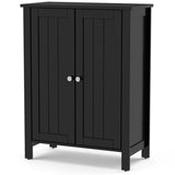 2-Door Bathroom Floor Storage Cabinet Space Saver Organizer-Black