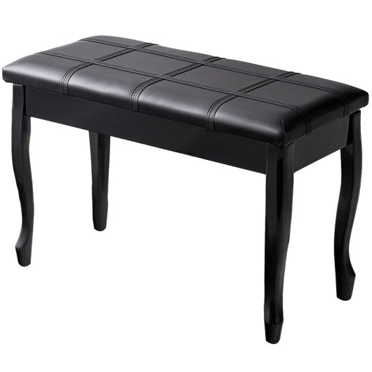 Solid Wood PU Leather Piano Bench with Storage-Black