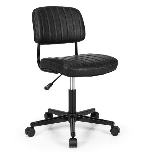 PU Leather Adjustable Office Chair  Swivel Task Chair with Backrest-Black