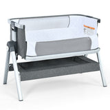Baby Bassinet Bedside Sleeper with Storage Basket and Wheel for Newborn-Gray