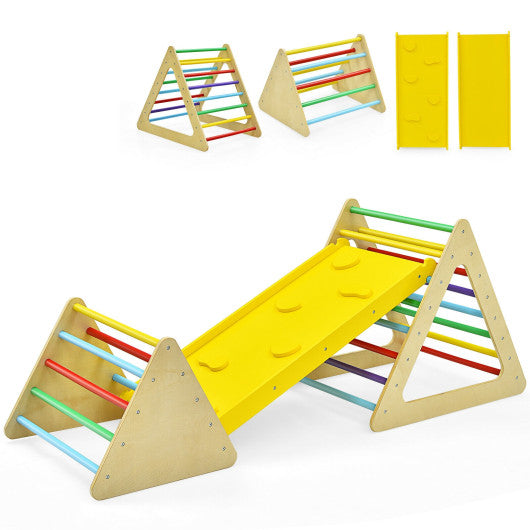 3 in 1 Wooden Set of 2 Triangle Climber with Ramp for Slid