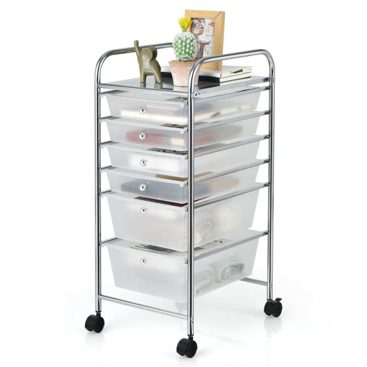 6 Drawers Rolling Storage Cart Organizer-Clear