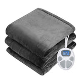 62" x 84" Flannel Heated Electric Blanket with 10 Heating Levels-Gray