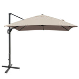 10 x 13 Feet Rectangular Cantilever Umbrella with 360° Rotation Function-Brown