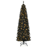 Pre-lit Christmas Halloween Tree with PVC Branch Tips and Warm White Lights-7 ft