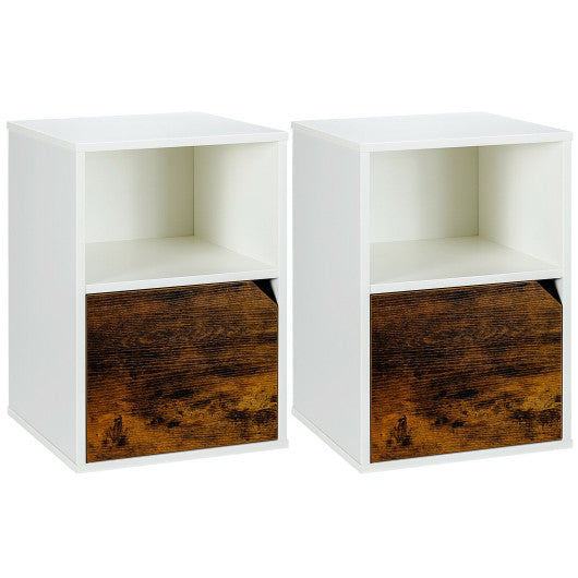 Set of 2 Nightstands Side End Table for Living Room-White