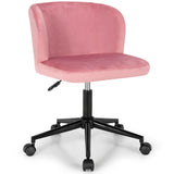 Velvet Leisure Office Chair with Adjustable Height-Pink