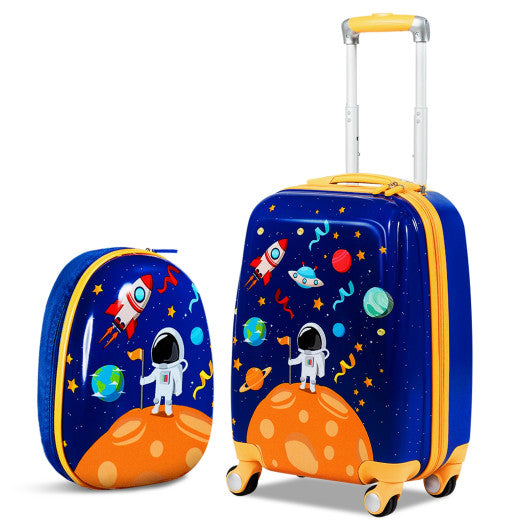 2PC Kids Luggage Set Rolling Suitcase & Backpack-Navy