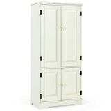 Accent Floor Storage Cabinet with Adjustable Shelves Antique 2-Door-White