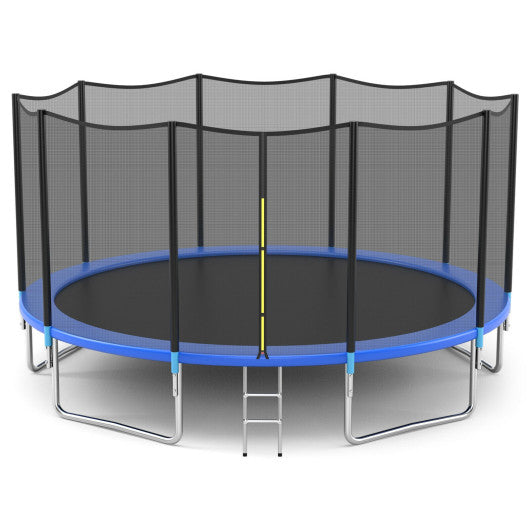 8/10/12/14/15/16 Feet Outdoor Trampoline Bounce Combo with Safety Closure Net Ladder-8 ft
