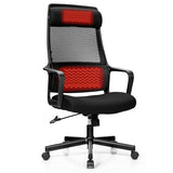 Adjustable Mesh Office Chair with Heating Support Headrest-Black