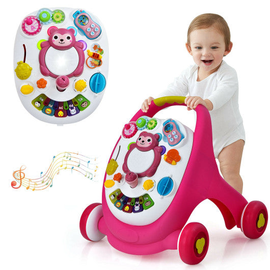 Sit-to-Stand Toddler Learning Walker with Lights and Sounds-Pink