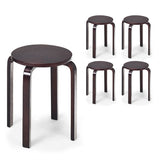 Set of 4 18 Inch Stackable Bentwood Dining Chairs with Round Top-Deep Brown