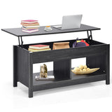 Lift Top Coffee Table with Hidden Storage Compartment and Lower Shelf for Study Room-Black