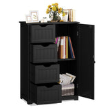 Standing Indoor Wooden Cabinet with 4 Drawers-Black