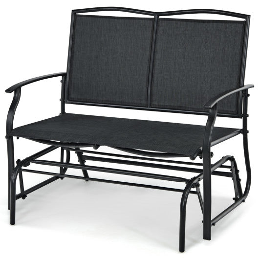 Iron Patio Rocking Chair for Outdoor Backyard and Lawn-Black