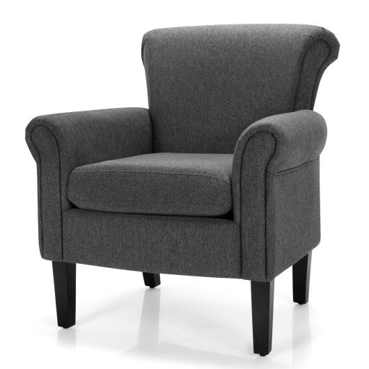 Upholstered Fabric Accent Chair with Adjustable Foot Pads-Dark Gray