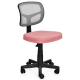 Armless Computer Chair with Height Adjustment and Breathable Mesh for Home Office-Pink