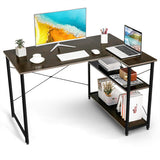 48 Inch Reversible L Shaped Computer Desk with Adjustable Shelf-Brown