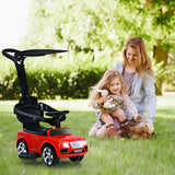 3-in-1 Licensed Bentley Kids Push and Sliding Car with Canopy-Red