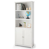 Bookcase Shelving Storage Wooden Cabinet Unit Standing Display Bookcase with Doors-White