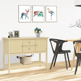 Wooden Sideboard Buffet Console Table  with Drawers and Storage-Beige