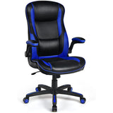 Racing Style Office Chair with PVC and PU Leather Seat-Blue