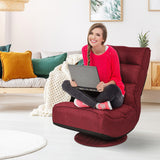 5-Position Folding Floor Gaming Chair-Dark Red