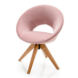 Swivel Accent Chair with Oversized Upholstered Seat for Home Office-Pink