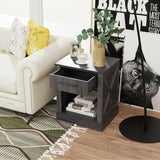 Compact Nightstand with Drawer and Shelf-Black